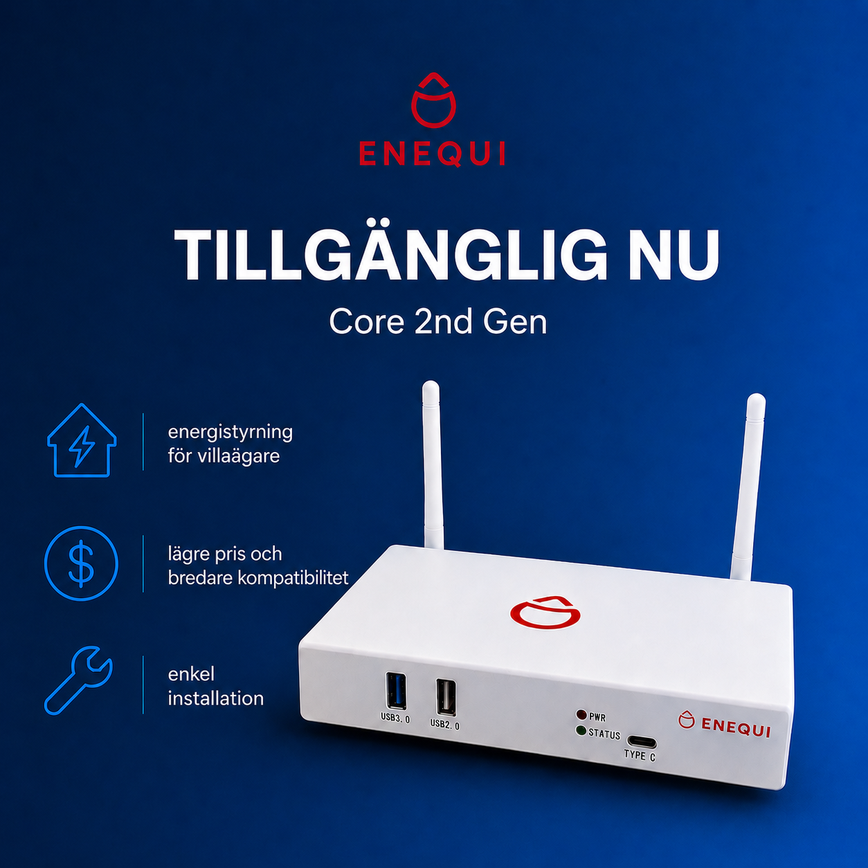 ENEQUI lanserar Core 2nd Generation – smartare energistyrning för framtidens hem